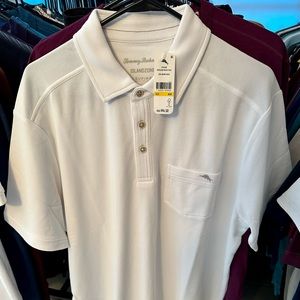 Tommy Bahama Emfielder Pocket Polo Bright White Medium NWT Sharp